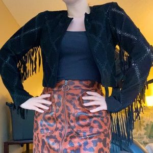 Miss Selfridge real leather fringe jacket